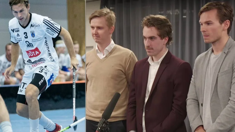 Innebandylir och enterpenörskap. Carl Kostov Bredberg, tidigare backstjärna i Sirius, startar företag med Hugo Andersson (tv) och Joel Ahlin (mitten).