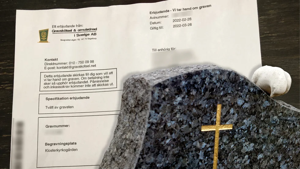 Flera gravrättsägare till gravar i Eskilstuna har i veckorna fått fakturor som egentligen är erbjudanden. En man har reagerat på hur erbjudandet är utformat.