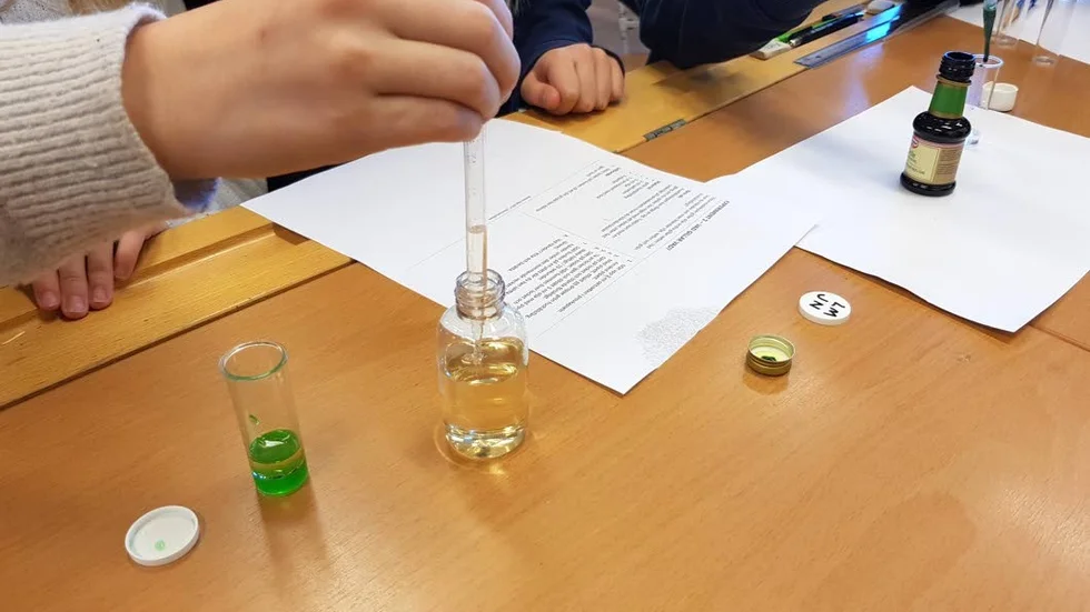 Resultat. Eleverna fick under experimenten lära sig att färgerna blått och gult innehåller olika ämnen och färger.