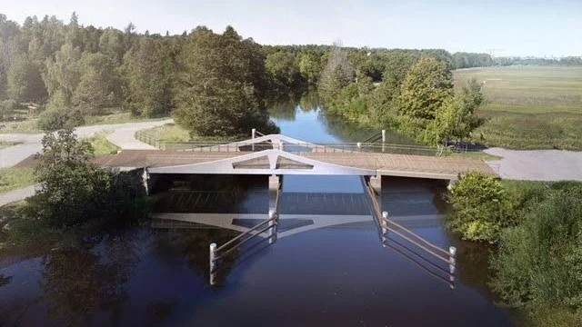 Illustration av den planerade rullbron. Belysning tillkommer på den färdiga bron.