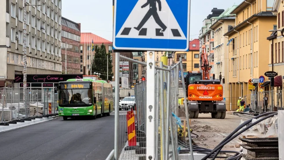 Så här såg det ut i augusti när arbetena vid Vaksalagatan och Vaksala torg pågick.