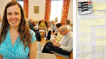 Anna-Carin Lundqvist från länsstyrelsen i Gävleborg samlade lappar med deltagarnas idéer.
