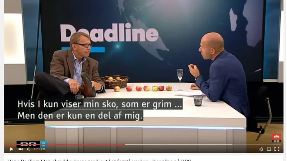 DR 3 september 2015. Hans Rosling rättar en dansk tv-journalist i tv-programmet Deadline.
