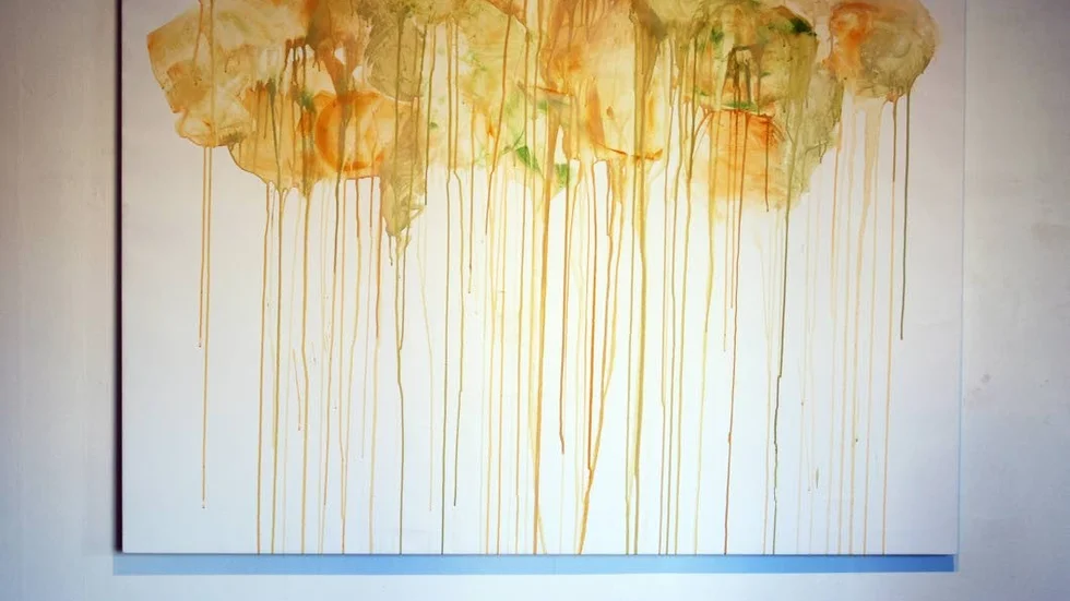 "Implosion", akryl på duk av Eva Björkman (2019).