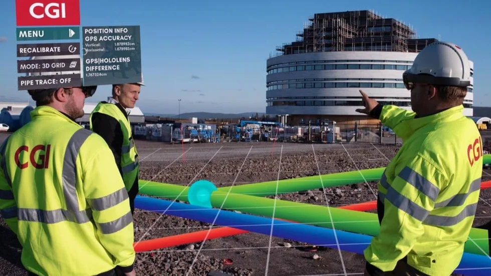 Med virtual reality-glasögonen går det att se och få information om rörsträckningen under marken.