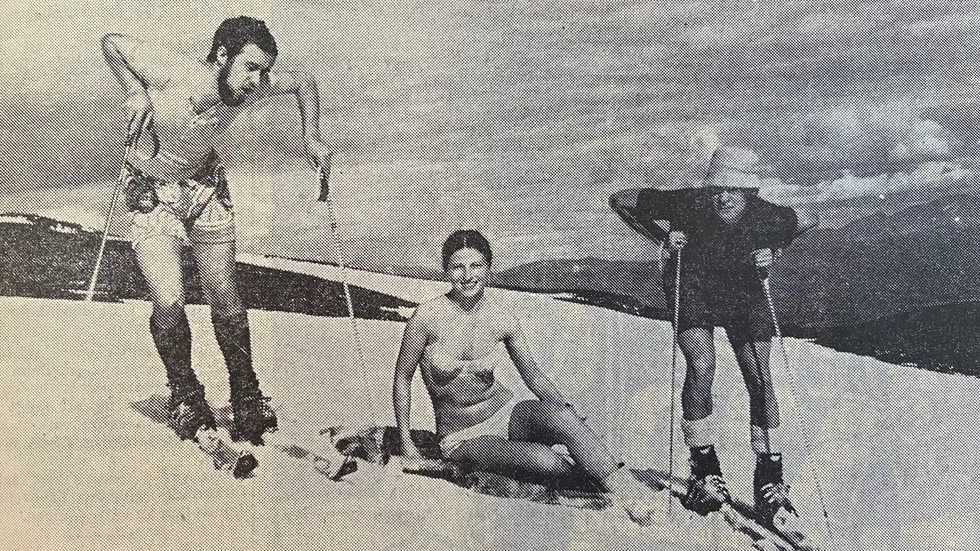 Skidsemester i juli för katrineholmare. Från vänster: Hasse Karlsson, Christina Sigurd och Klas Möllberg.