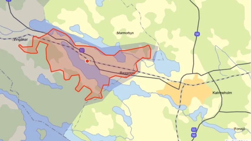 Detta skärmklipp från Vattenfalls hemsida visar vilket område som berördes av elavbrottet.