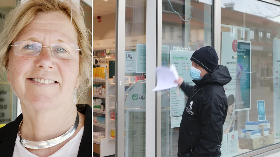Kicki Scheller har lett länsstyrelsens covid-stab. Till höger Mårten Wirelius, under en tillsyn enligt pandemilagen. Arkivkollage.