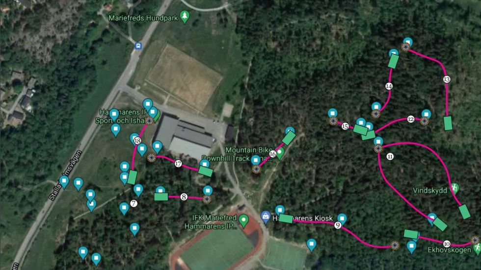 Så här ser kommunens förslag ut för den framtida discgolfbanan i Mariefred.