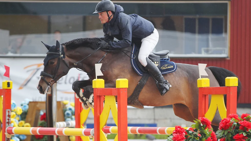 Viktor Melin, Åby Ridklubb, vann Kungsbackas GP-hoppningar med stoet Turmina. Men han grämde sig lite över en annan dyrbar miss på västkusten...