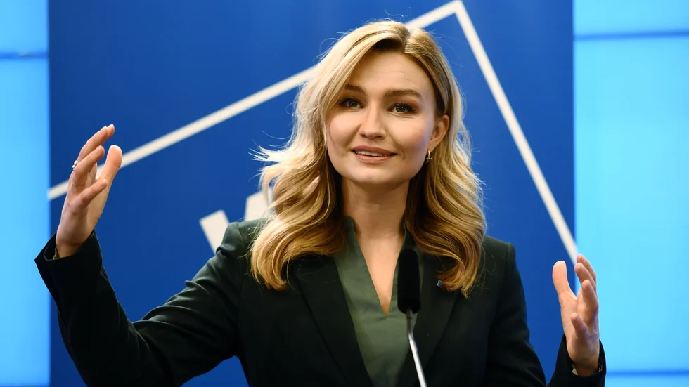 Kristdemokraternas partiledare Ebba Busch anklagar Socialdemokraterna för att sprida oro och missämja. Arkivbild.