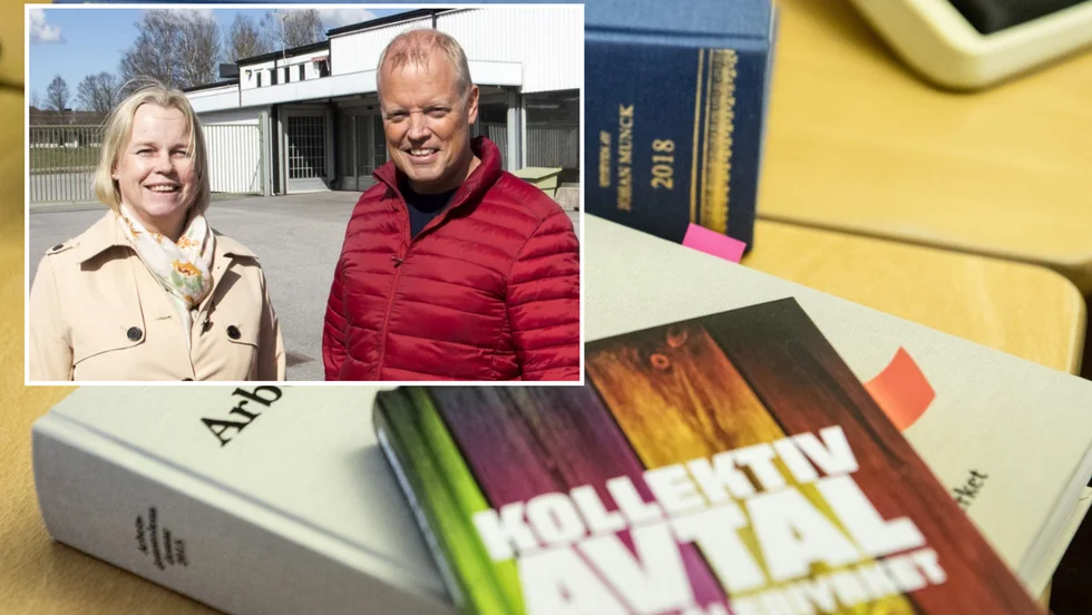 Veronica Gårdestig och Michael Karlsson på Impecta fröhandel tecknar kollektivavtal för de anställda. 