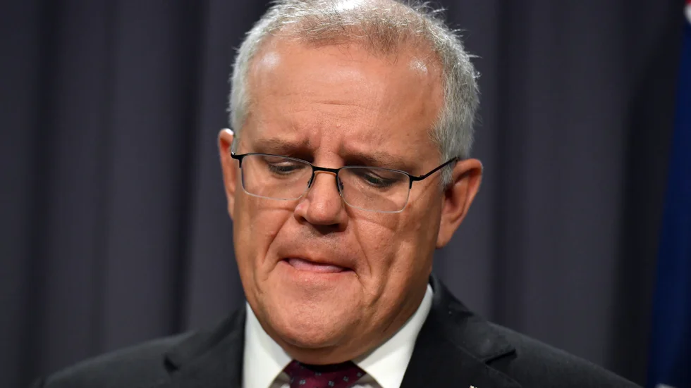 Australiens premiärminister Scott Morrison på en presskonferens förra veckan, där han lovade ta itu med de skandaler som skakat det politiska etablissemanget.