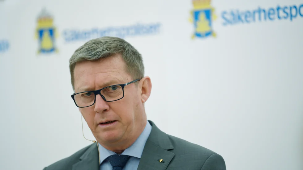 Säpos chef Klas Friberg informerade under tisdagen riksdagen om myndighetens årsbok. Arkivbild.
