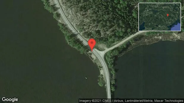 Stopp på väg 53 på grund av en singelolycka