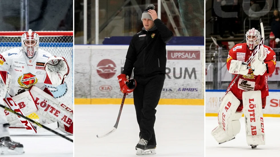 Målvaktstränaren Fredrik Pettersson-Wentzel väljer mellan Oliver Håkanson och Viktor Andrén som målvakt i Almtunas andra slutspelsmatch mot AIK.