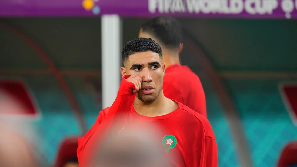 Achraf Hakimi under fotbolls-VM i Qatar i december. Arkivbild.
