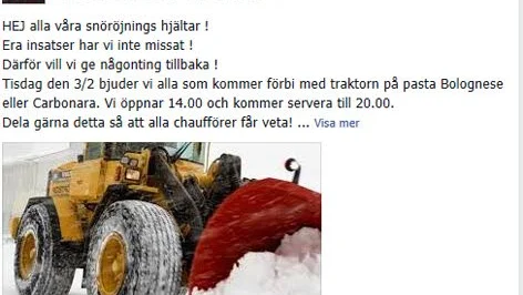 PR-KUPP. Toscanas initiativ att bjuda snöröjarna på käk har fått stor uppmärksamhet.