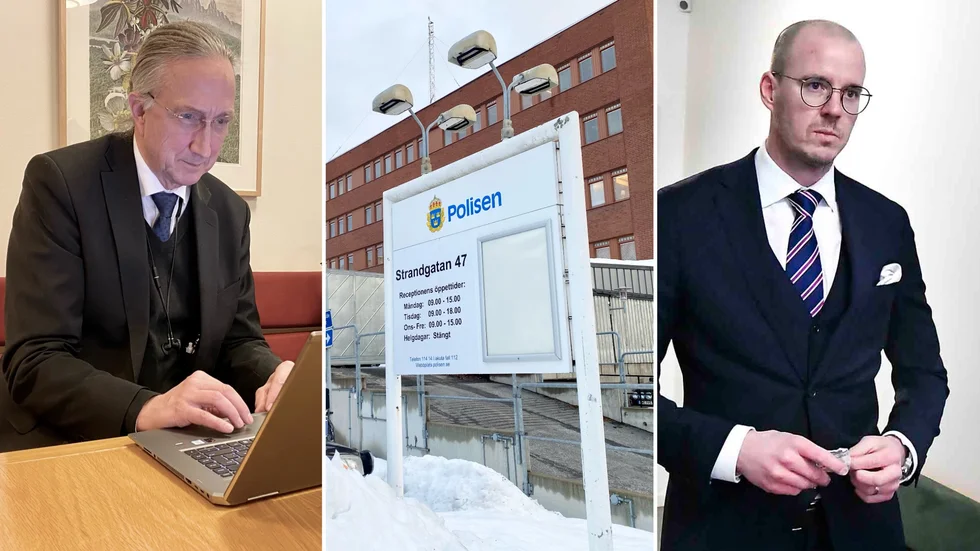 En polisman i Skellefteå utreds för sexuellt ofredande mot en kollega. Mikael Stenman (till vänster) är målsägandebiträde, Jens Nyström har utsetts till polisens försvarare.
