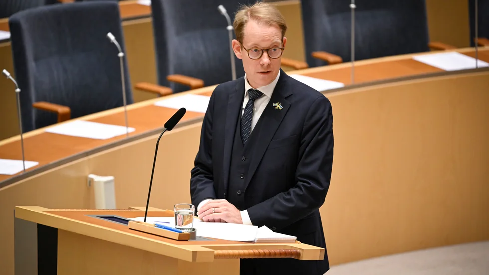 Utrikesminister Tobias Billström (M) som nu leder en betydligt mindre solidarisk utrikespolitik för Sverige