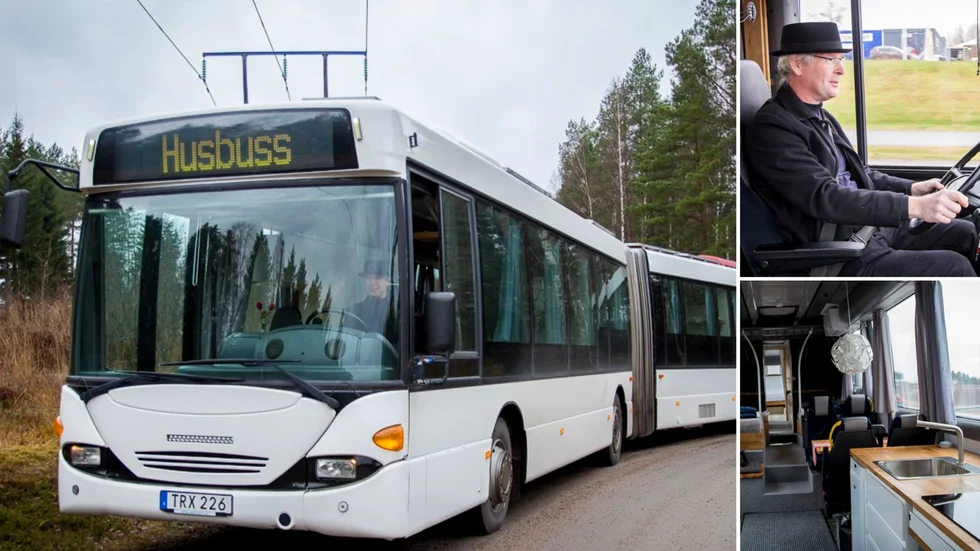 Den 18 meter långa husbussen har 16 solpaneler på taket, sovplatser för fem personer, ett fullt utrustat kök samt riktig dusch och toalett utspritt på nästan 50 kvadratmeter bostadsyta.