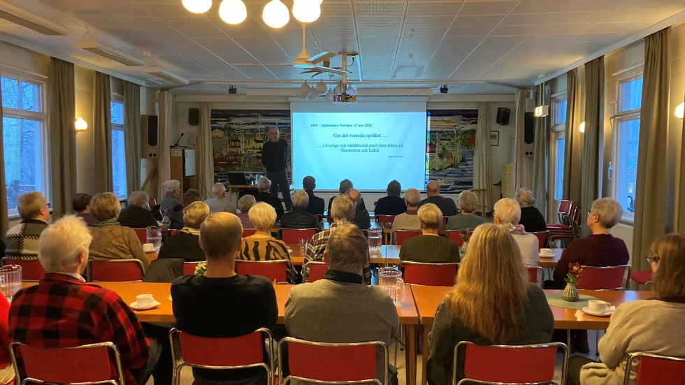 Språkprofessor Rune Westerlund svarade för en intressant föreläsning.