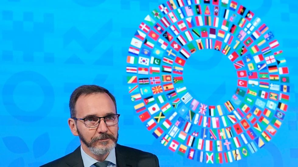 Pierre-Olivier Gourinchas, prognoschef på Internationella valutafonden (IMF), tror inte den globala konjunktursvackan blir lika djup som befarat i år: Arkivbild