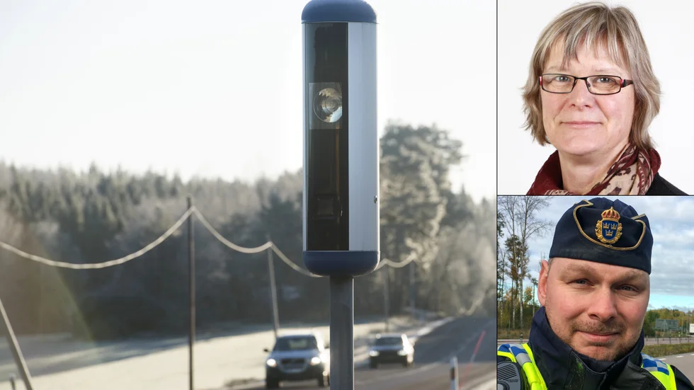 Här på väg 55 mellan Strängnäs och Enköping fastnar många fortkörare i fartkamerorna. "Kamerorna sitter där av en anledning", säger trafikpolisen Björn Thunblad. "Det viktigaste är att de sänker hastigheten", säger Eva Lundberg på Trafikverket.