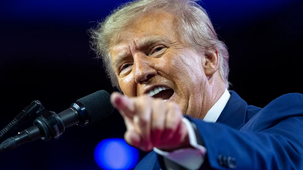Donald Trump under sitt tal vid CPAC i lördags.