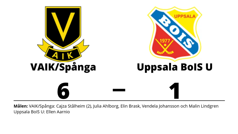 VAIK/Spånga vann mot Uppsala Dam U