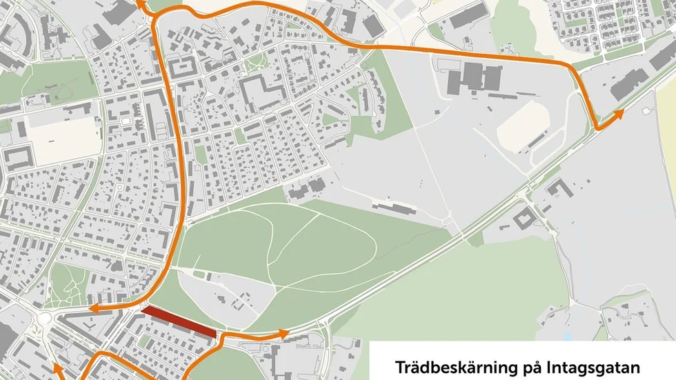 Eskilstuna kommun har targit fram en karta som visar hur trafiken ska ledas om.