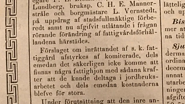 En nyhet i tidningen den 18 december handlar om fattigvårdsfrågan.