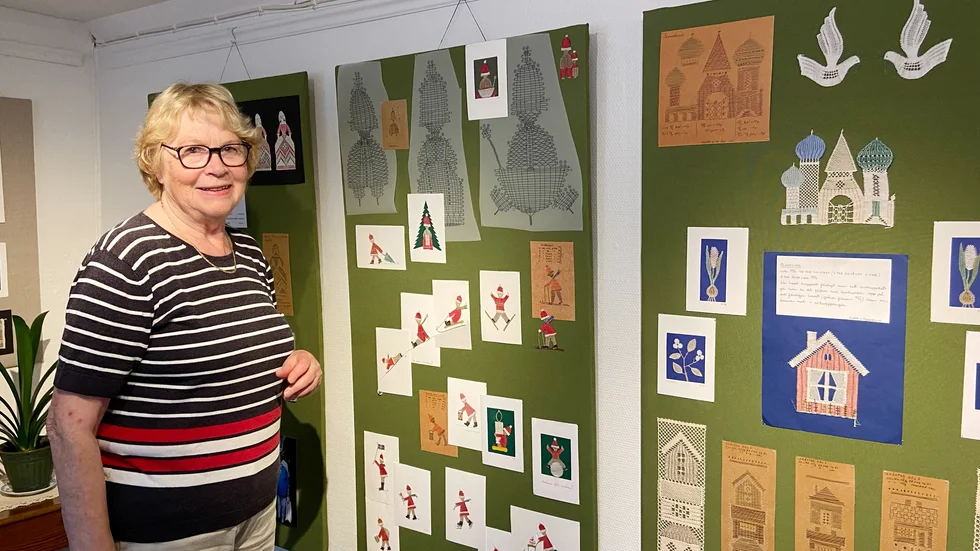 Ulla Fagerlin skapade mönster och knypplade en ny tomte varje år berättar Gudrun Gunnarsson.