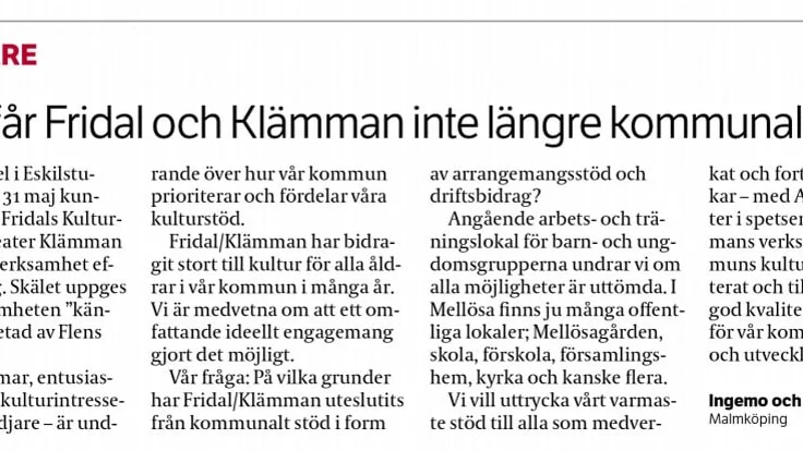 Antalet föreningar som sökt arrangemangsbidraget i år har ökat och bidragspotten är slut, vilket berör fler föreningar, skriver representanter för Flens kommun som svar på en insändare den 9 juni.