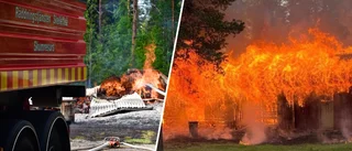 Ladugård intill Burträskvägen började brinna – gick inte att rädda
