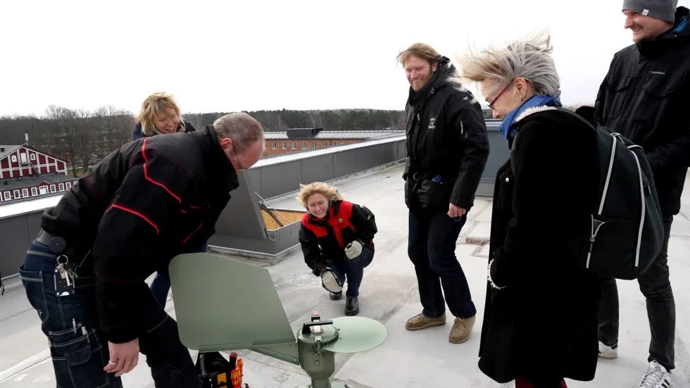 Pollenfällan som står på rådhusets tak.