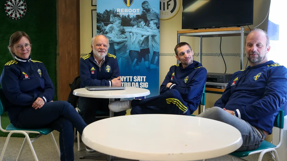 Madeleine Wrede, Kjell Augustsson, Christian Rehn och Mats Andersson kan konstatera att Svenska fotbollförbundets projekt Reboot-Fotball for jobs nått de mål som satts upp för projektet. 