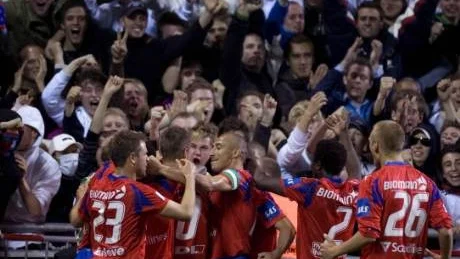 Jubel. I måndags kunde Helsingborg jubla över derbysegern mot Malmö FF, kanske får de anledning till jubel även i dag när man kommer till Gutavallen för match mot FC Gute.Foto: SCANPIX.