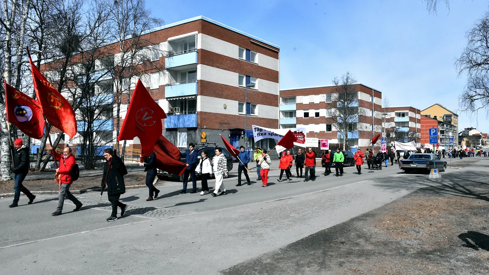Första maj-tåget i Gällivare i år.