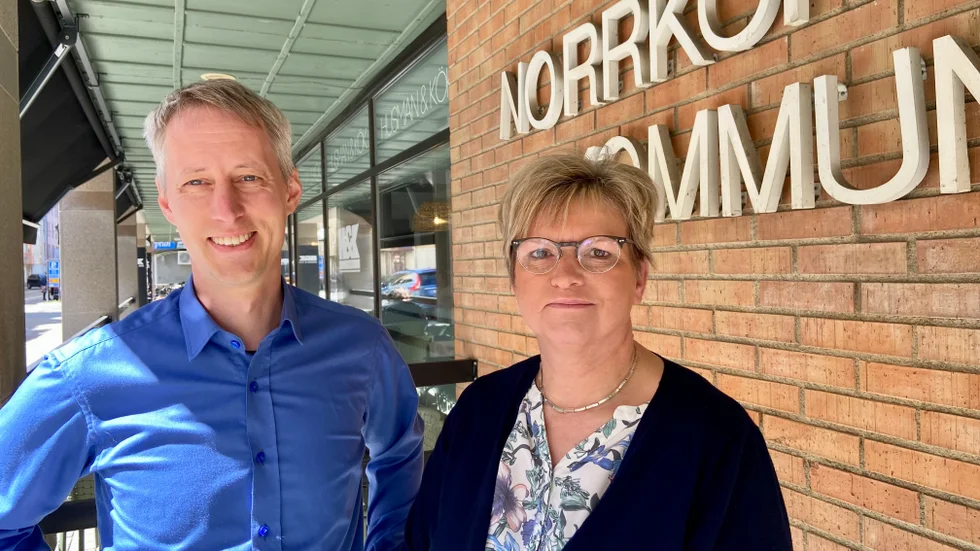 Markus Åkerman (C), ordförande i tekniska nämnden och Karin Jonsson (C), kommunalråd.