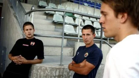 Tre nya. Backen David Bystedt, letten Wladimir Kopcha och Tomas Bubicic är alla aktuella för FC Gute.Foto: HENRIK RADHE.