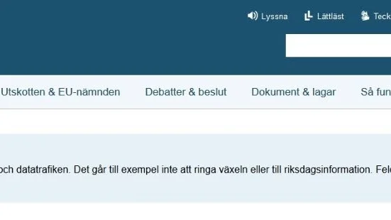 Riksdagens hemsida. Nu i januari.