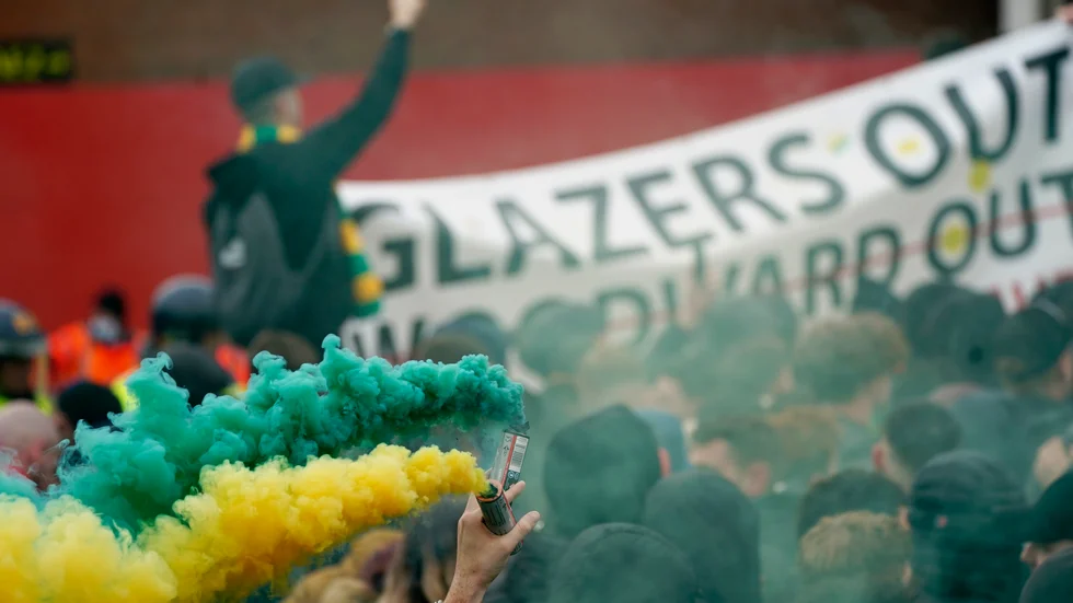 Arga Manchester United-fans har åter protesterat mot klubbens ägare. Arkivbild.