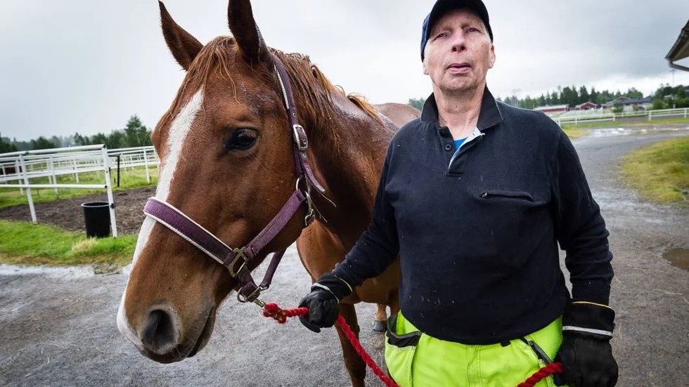 Trivs. Olle Nordberg trivs på Bodens ridklubb och är uppskattad både av de fyrbenta och tvåbenta. Här är han med med Rain. Företagaren Mikael Jansson var en period ordförande i klubben. Han säger att Illes relation till hästarna är unik.