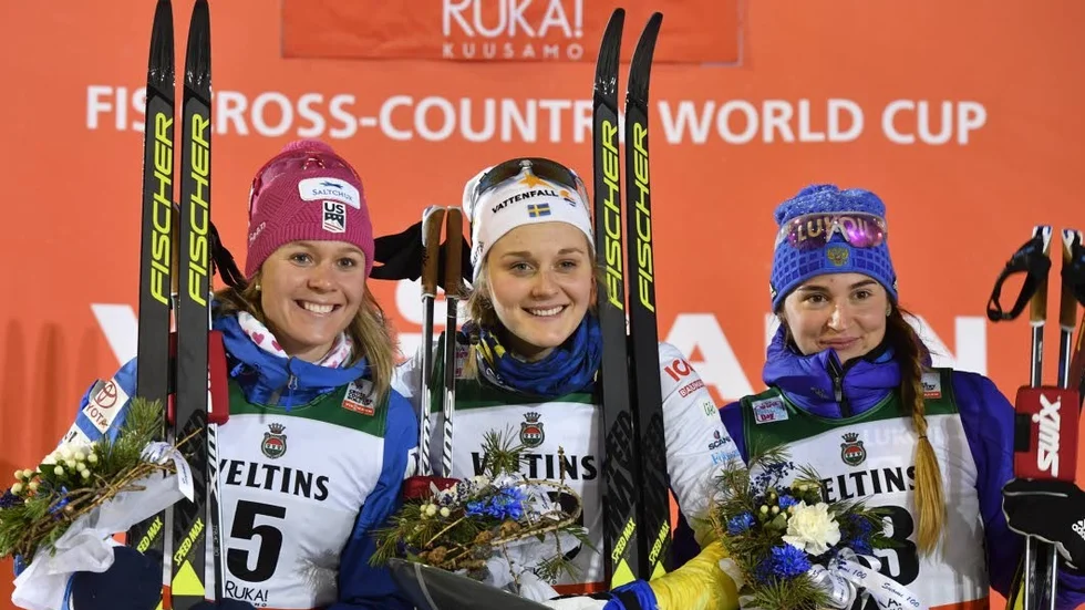 Vinnare. Stina Nilsson vann före USA:s Sadie Bjornsen och Rysslands Yulia Belorukova.
