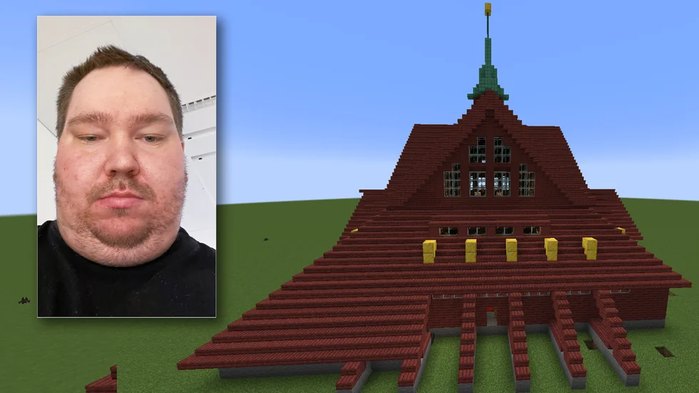 Så här kommer Kiruna kyrka att se ut i det populära spelet Minecraft och Christoffer Lundberg får som han vill.