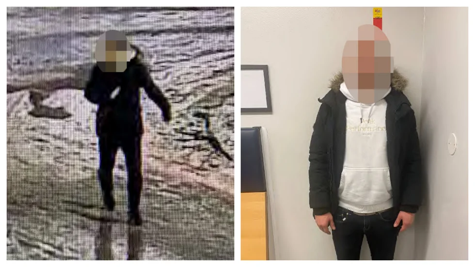 Den 38-årige mannen filmades av en övervakningskamera när han gick omkring med kniv i Skäggetorps centrum. (Bilderna är hämtade ur förundersökningen.) 