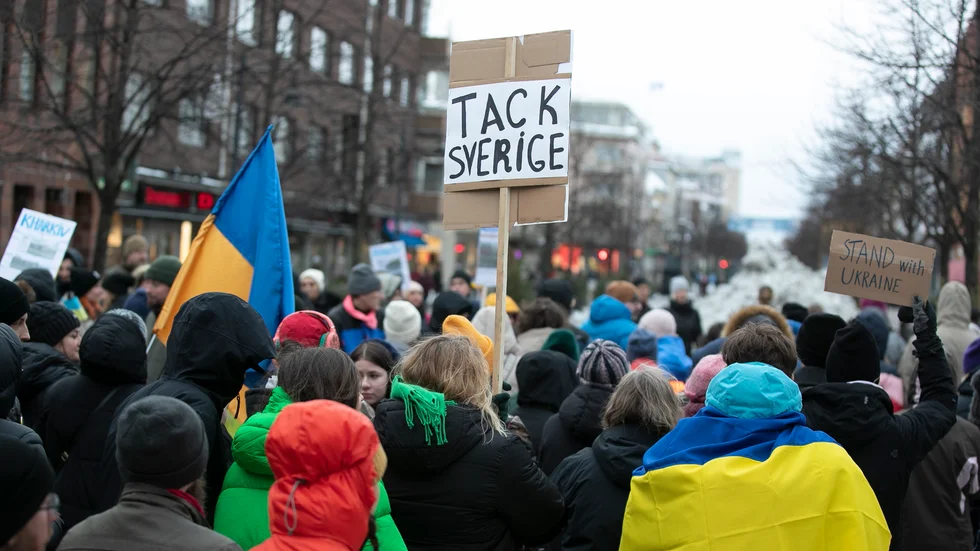 "1 november 2024 kommer ukrainare enligt lagförslaget att förlora tillgången till socialförsäkringsbalken". Arkivbild.