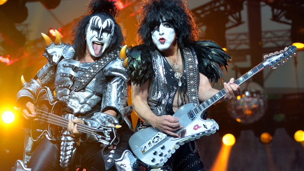 Gene Simmons och Paul Stanley i Kiss. Arkivbild.