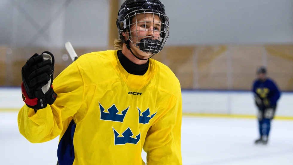 Jakob Ihs Wozniak gjorde ett av målen när Sverige besegrade USA i bronsmatchen av Hlinka Gretzky Cup.